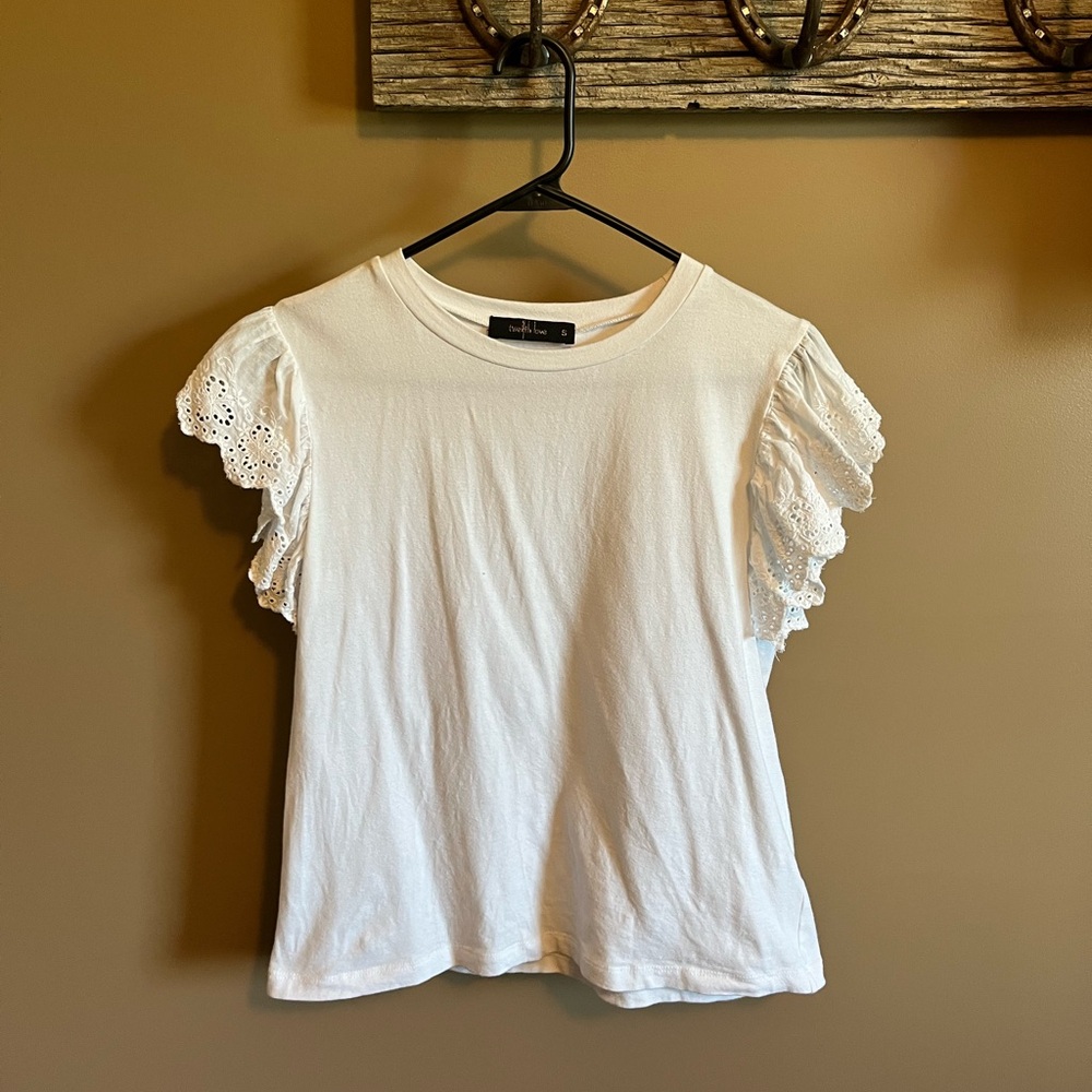 White Eyelet Sleeve Top